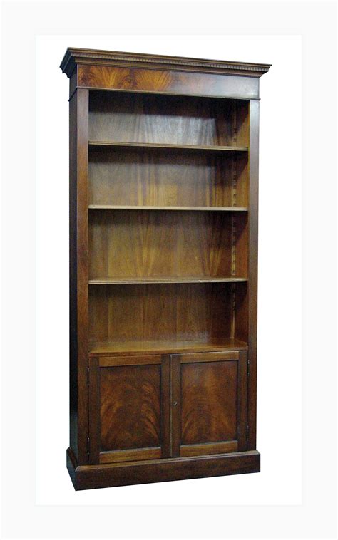 Mahogany Single Size Open Top Bookcase With 2 Doors