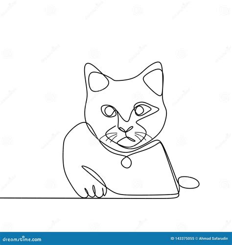 Continuous Line Drawing Of Cat Animals Stock Vector Illustration Of