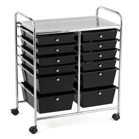 Gymax Office Rolling Cart 12 Storage Drawer Studio Organizer Bins