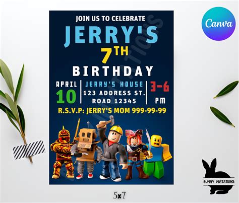 Roblox Birthday Party Invitation Personalized And Editable Etsy