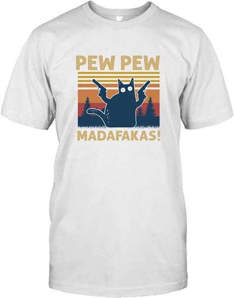 Vintage Retro Black Cat Pew Pew Madafakas Funny Cat Pew Pew T Shirt T Shirt Whites