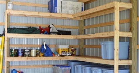 Diy Corner Shelves For Garage Or Pole Barn Storage Corner Shelf Barn