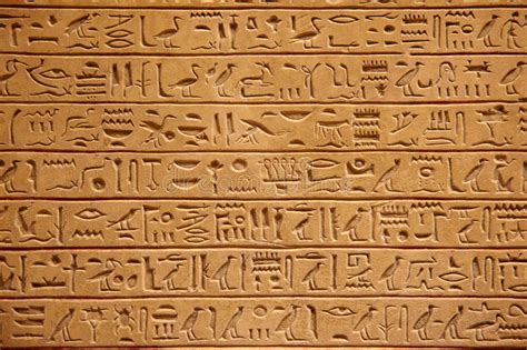 Entraetselung der hieroglyphen durch champollion 2. Ägyptische Hieroglyphen stockbild. Bild von braun, hinter ...