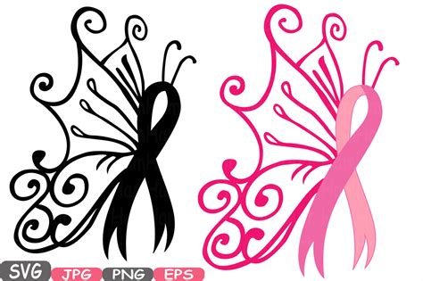 Awareness Ribbon Butterfly SVG Cricut Silhouette swirl Props Cutting
