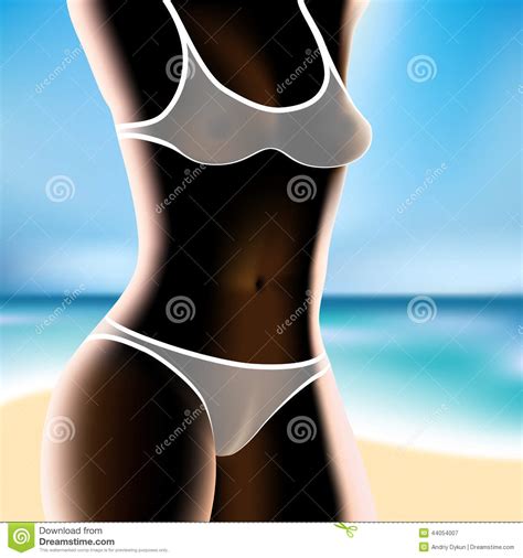 Woman At Sea In Bikini Cartoon Vector Cartoondealer Com