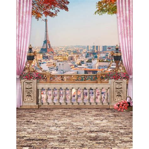 Viewing Deck Photography Backdrop Paris Eiffel Tower Vinyl Photography