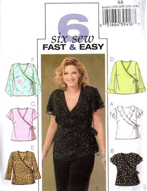 Plus Size Tops Sewing Pattern Easy Womens Wrap Top Etsy Top Sewing