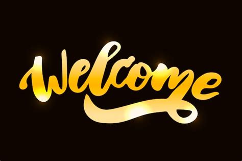 Premium Vector Welcome Text Lettering Calligraphy Phrase Black