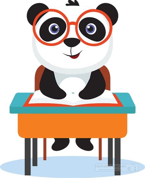Cute Panda Character Studying In The Classroom Clipart Classroom Clip Art
