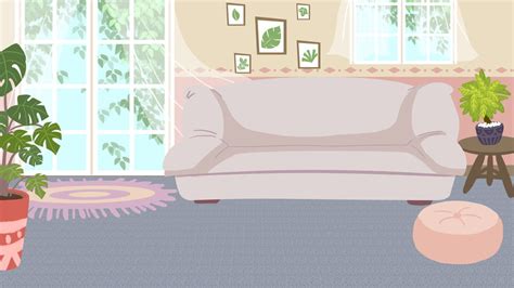 Modern Living Room Furnishings Cartoon Background Living