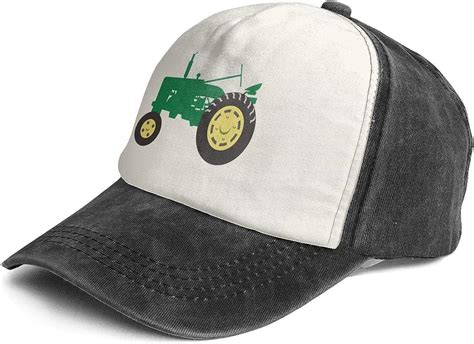 Green Tractor Vintage Washed Distressed Dad Hats Funny T Blackwhite