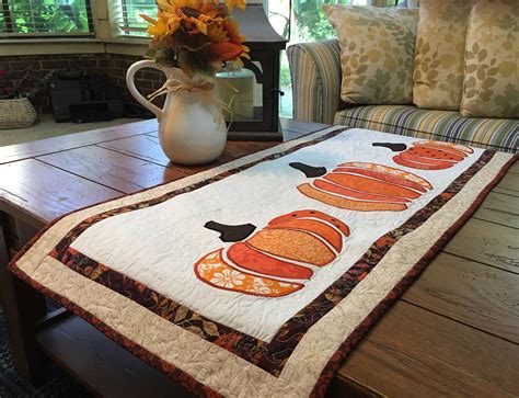 Pumpkin Appliqué Table Runner Handmade Quilt Fall Autumn Etsy