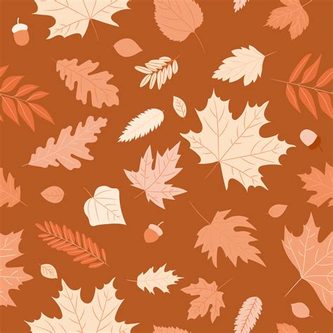 Seamless Pattern Autumn Leaves Of A Maple Oak Birch Tree Fall Yellow
