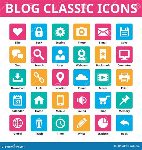 Blog Classic Icons Vector Icons Set Minimal Icons In Flat Color