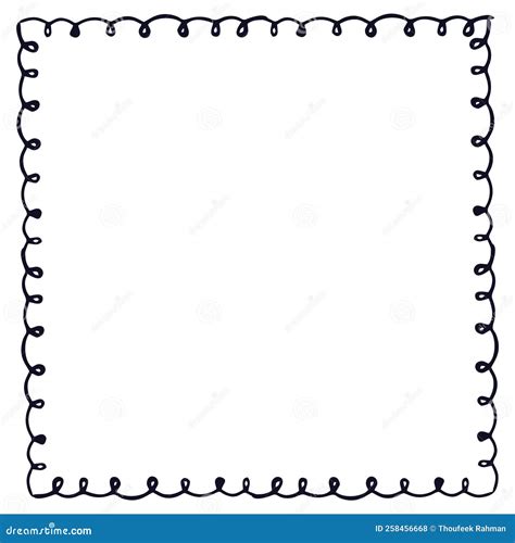 Doodle Swirl Borders Hand Drawn Black And White Frame Vector