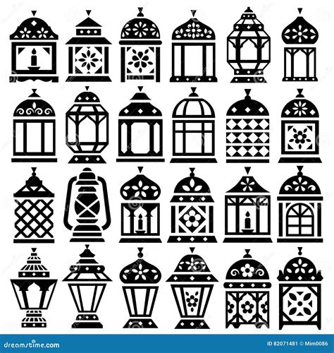 Ramadan Lanterns Silhouettes Stock Vector Illustration Of Celebration