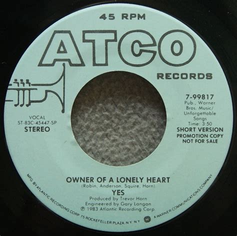 Yes Owner Of A Lonely Heart 1983 Sp Vinyl Discogs