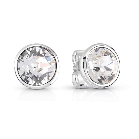 Silver Plated Studs Earrings Featuring Clear Round Swarovskicrystals