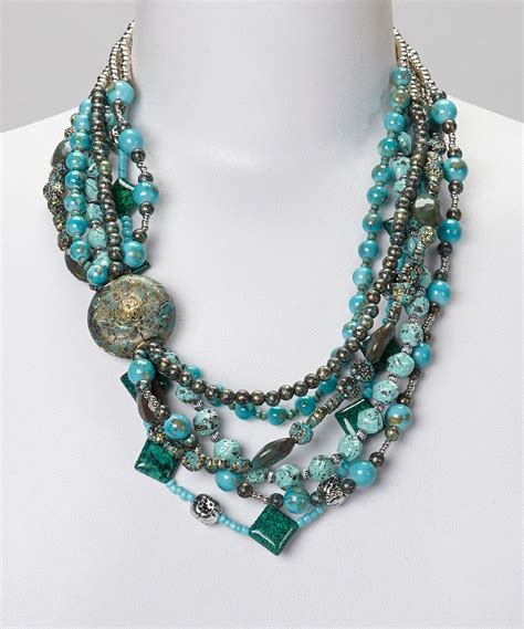 Turquoise Beaded Multi Strand Necklace Fashion Jewelry Beaded