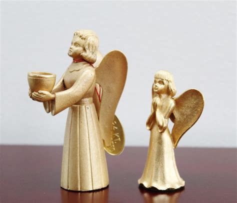 Pair Of Vintage 24 Karat Gold Plated Angel Candle Holders By Etsy