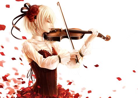 Anime Girl With Violin Wallpaper