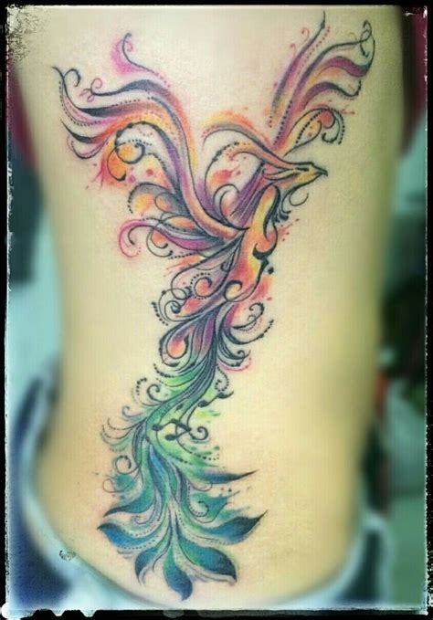 Phoenix Watercolor Tattoo Rebirth Renewal Healing