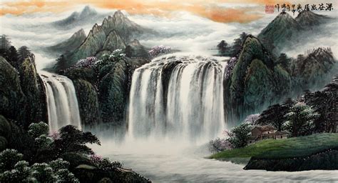 Chinese Waterfall Landscape Painting Art Of Japan