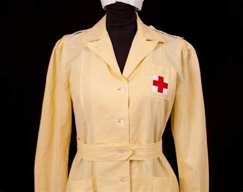 1940s Nurse Uniform Canary Yellow Red Cross Volenteer Nurse Etsy