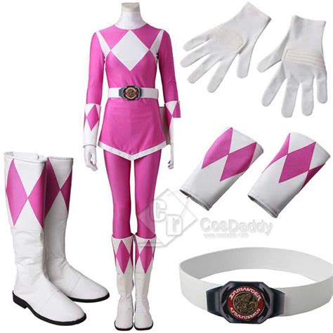 Adults Mighty Morphin Power Rangers Costume Pink Ranger Jumpsuit Zentai