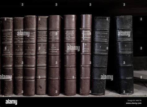 Books Old Antique Spines Leather Binding Close Up Stock Photo Alamy