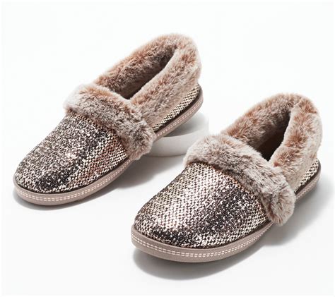 Skechers Plush Faux Fur Metallic Slippers Cozy Campfire