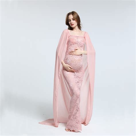 chiffon with stretch lace one size dress maternity dress photograpy cloak tube top straight gown