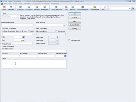Set Up A Fixed Assets List In Quickbooks 2012 Dummies
