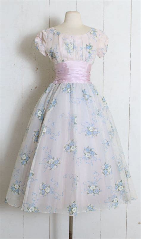 Vintage 1950s Dress Vintage 50s Flocked Chiffon Flower Etsy Vintage