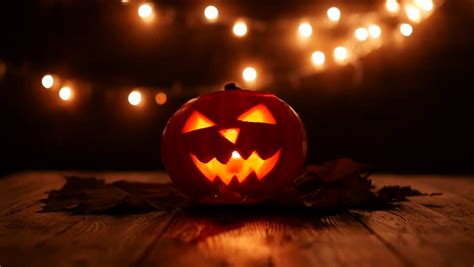 Carved Halloween Pumpkin with Lights Stock Footage Video (100% Royalty ...