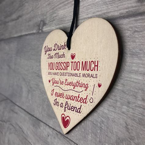 Friendship Best Friend Sign Shabby Chic Wood Hanging Heart T