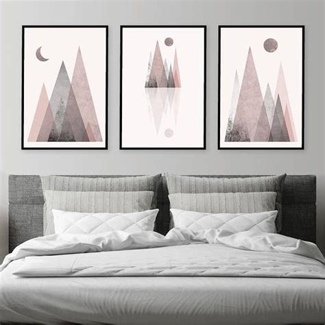 Downloadable Mountain Prints Printable Art Set Of 3 Blush Mountain