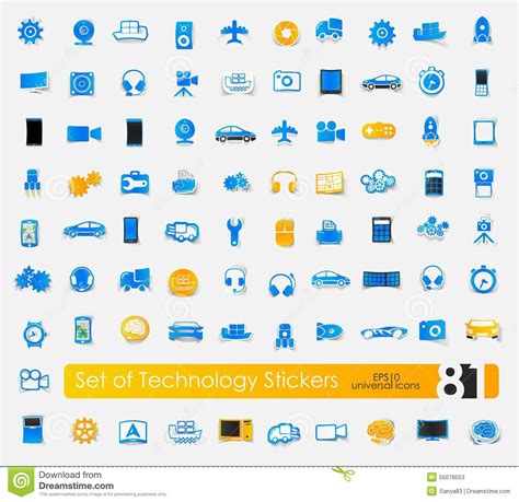 Set Of Technology Stickers Stock Vector Illustration Of Collection