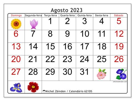 Calendário De Agosto De 2023 Para Imprimir “621ds” Michel Zbinden Pt