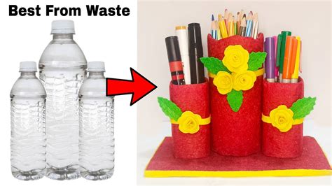 Pencil Holder Diy From Bottel Best Out Of Waste Pen Holder How To