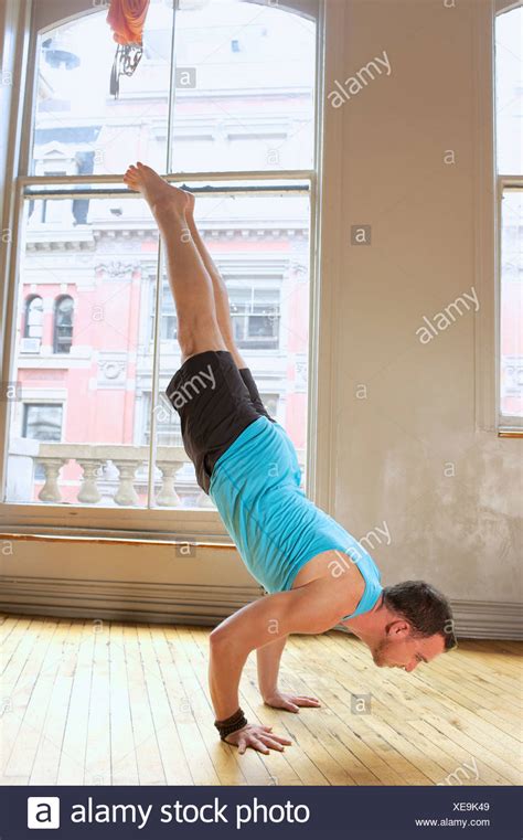 Man Doing Doing Yoga Handstand High Resolution Stock Photography And