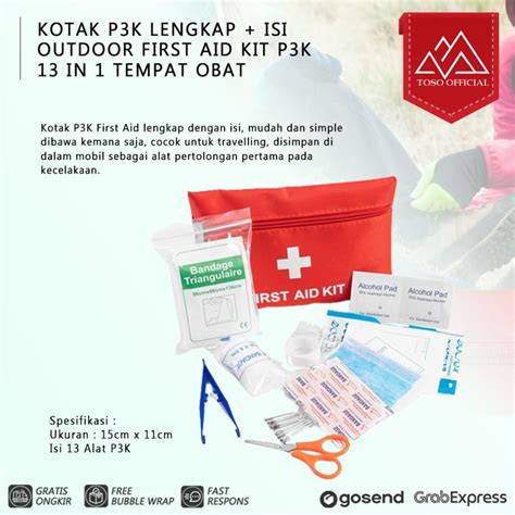 Jual KOTAK P3K LENGKAP ISI OUTDOOR FIRST AID KIT P3K 13 IN 1 TEMPAT