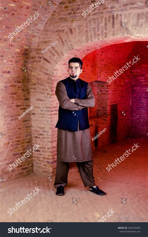 Portrait Young Man Traditional Pathan Dress Stock Photo 296370404