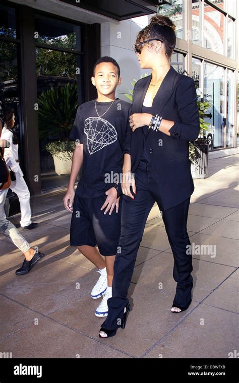 Rihanna And Her Younger Brother Rajad Visit The Grove In West Hollywood Los Angeles California