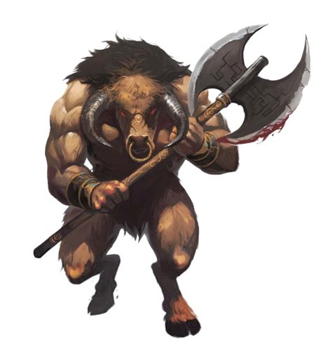 Male Minotaur With Greataxe Pathfinder Pfrpg Dnd Dandd 35 5th Ed D20