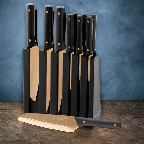 The knives come packaged with a presentation box making this an ideal gift. Hampton Forge 13 Piece Titanium Plated Knife Block Set ...