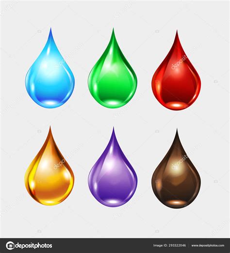 Colored Drops Drops Different Colored Liquids Vector Illustration