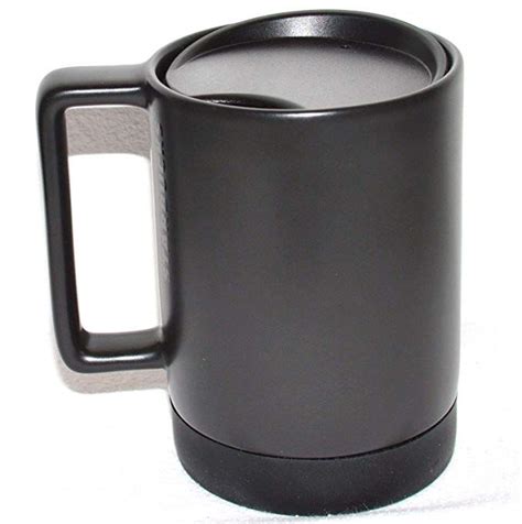 Starbucks Black Ceramic Desktop Mug Silicone Nonslip Bottom With Press
