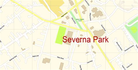 Severna Park Annapolis Maryland Map Vector Exact City Plan Detailed