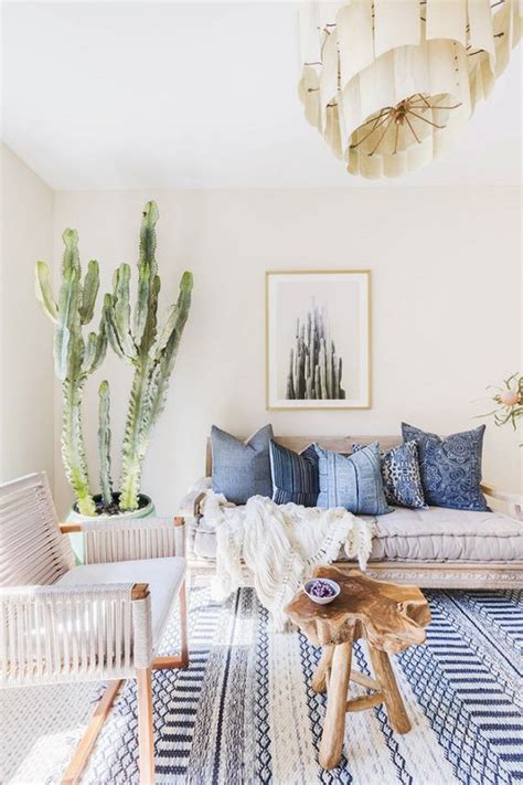 A floor pillow makes for the perfect minimalist's boho seating! 7 Blue Living Rooms That Will Life Your Spirits
